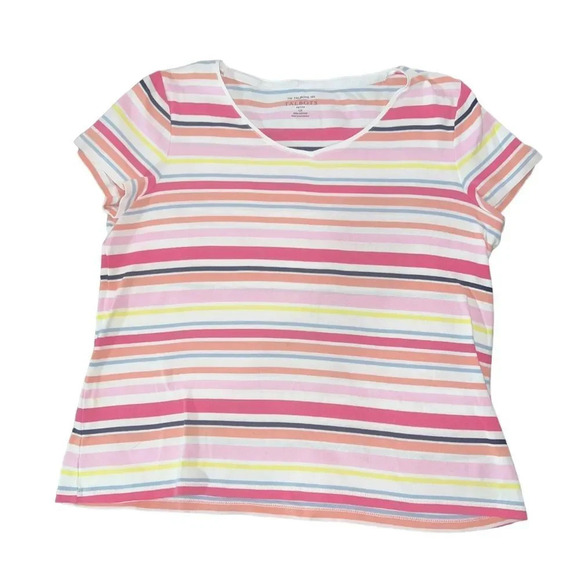 Talbots Striped Vneck T-Shirt Size Large‎ - Picture 1 of 3
